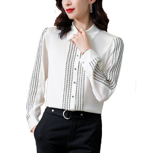 GeleiStory/GeleiStory  春季新款女裝氣質款壓褶塔克撞色明線設計垂順女裝  女裝＞女士襯衫＞女士長袖襯衫