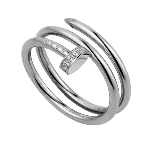 CARTIER/卡地亞 經典Juste un Clou系列 18K金白金鉆石釘子戒指B4211000