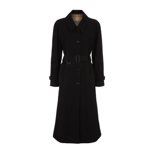 BURBERRY/博柏利 女裝 服裝 黑色棉質側開衩輕薄風衣 女士大衣