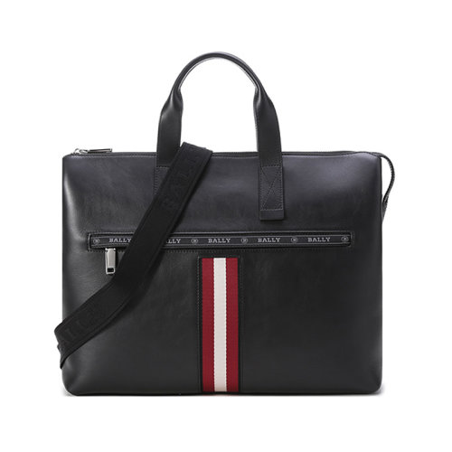 BALLY/巴利 【22春夏新款】男士Highpoint系列皮質手提單肩斜挎包商務包條紋 HENDA
