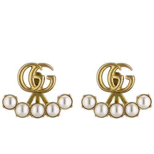 GUCCI/古馳  金屬鍍金 珍珠雙G耳環629565I46208078