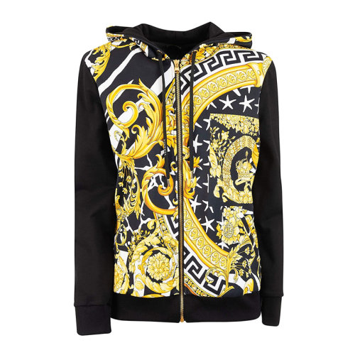 VERSACE/范思哲 女士黑色棉質印花裝飾拉鏈開合休閑上衣外套夾克 A83307-A231036-A7900