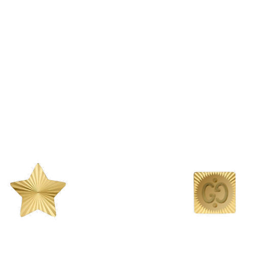 GUCCI/古馳  Icon系列 18k金黃金星星形狀雙G不對稱耳環662068J85008000