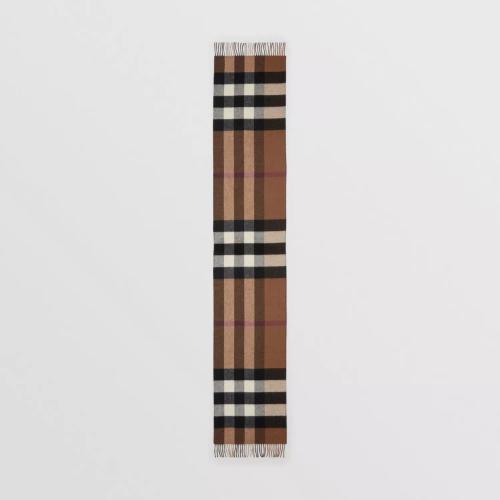  BURBERRY 22年秋冬 女士 雙面兩用格紋拼專屬標識羊絨圍巾 80574691