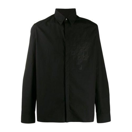  FENDI/芬迪 男士黑色棉質長袖襯衫 FS0745 AAP6 F0QA1 PLFSX