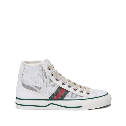 GUCCI/古馳 女士Tennis 1977系列織物網(wǎng)眼系帶高幫休閑運動鞋 663579 2WB10