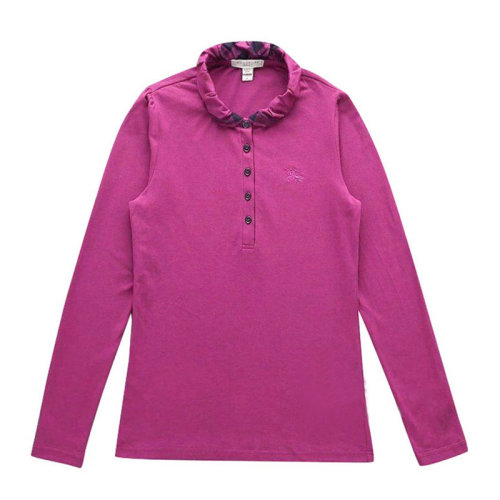 BURBERRY/博柏利 女裝 服飾 時尚休閑 紫紅色 棉質格紋 女士T恤長POLO 3900710