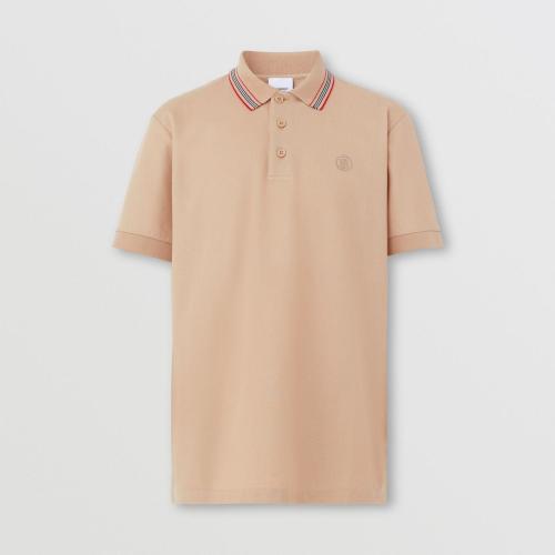  BURBERRY 22年秋冬 男士 標志性條紋衣領珠地網眼布棉質 Polo 衫 80562231