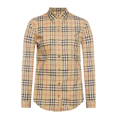 BURBERRY/博柏利 領(lǐng)尖扣衣領(lǐng)Vintage格紋彈力棉質(zhì)女士長(zhǎng)袖襯衫80222841