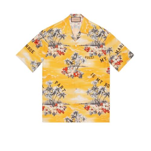  GUCCI古馳 22年秋冬 男士 印花棉質保齡球衫 694124 ZAJSS 7371