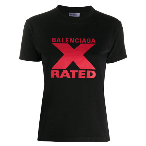 Balenciaga/巴黎世家 女士黑色棉質女士短袖T恤 612964TIVA7