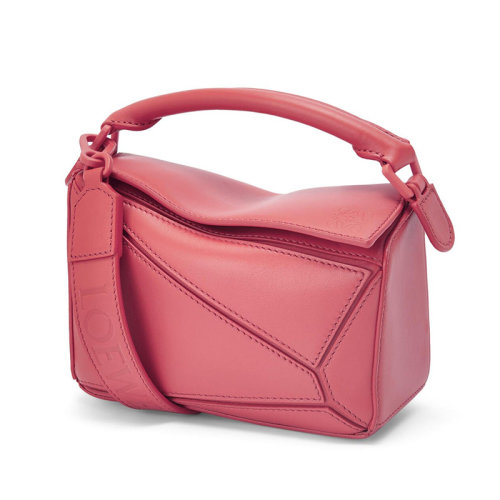 LOEWE/羅意威 22年新款 Puzzle系列 女士mini梅花色緞面小牛皮單肩斜挎手提拼圖包A510U95X58-2823