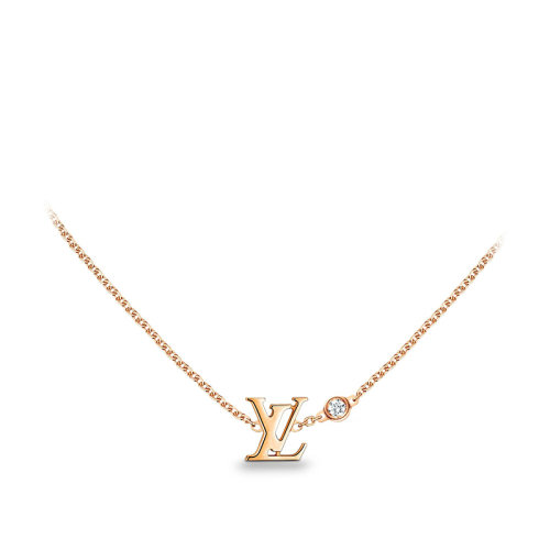 Louis Vuitton/路易威登 經典款IDYLLE BLOSSOM系列 18k金玫瑰金徽標字母造型鑲嵌鉆石鏈條項鏈Q93655