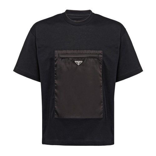 PRADA/普拉達 19秋冬 男士黑色棉質(zhì)時尚休閑短袖T恤