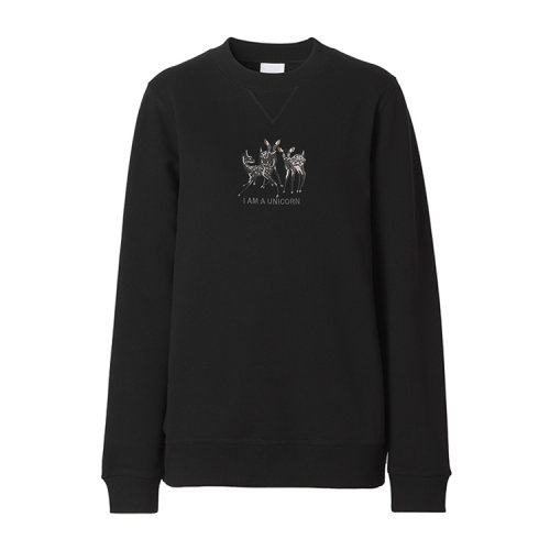 BURBERRY/博柏利鹿圖案刺繡棉質寬松運動衫女衛衣80428831