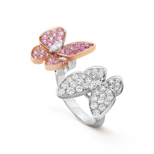 VCA梵克雅寶 22年秋冬 女士 戒指 Two Butterfly指間戒 VCARO3M500 預(yù)定商品1-3周發(fā)貨