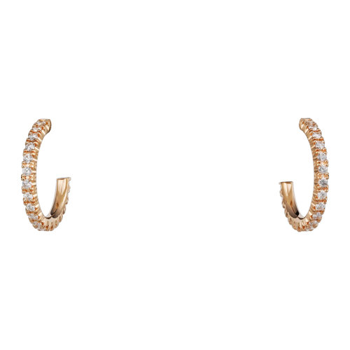 CARTIER/卡地亞 ETINCELLE系列 玫瑰金鑲嵌鉆石小號圈形耳環B8301244