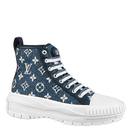 Louis Vuitton/路易威登 22年早春新款 SQUAD系列 女士深藍色老花牛仔布高幫運動鞋1A9S12