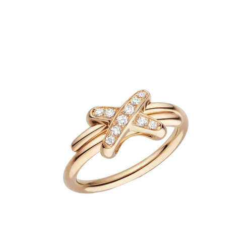Chaumet/尚美  經典JEUX DE LIENS系列 18k金玫瑰金歡·緣鉆石戒指081239