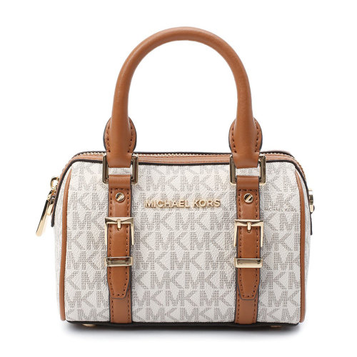 Michael Kors/邁克·科爾斯 MK女包 Bedford系列小號老花拼色手提包斜挎包 32F9G06C0B 橡果棕拼色