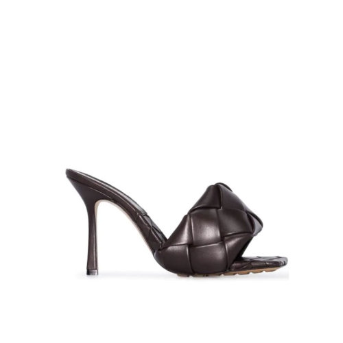 Bottega Veneta/葆蝶家 寶緹嘉女鞋 方格咖啡色鞋面皮質女士高跟鞋 608854VBSS02113