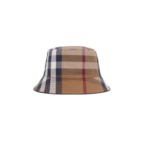 BURBERRY/博柏利 22年早春新款 男女同款樺木棕色棉質混紡格紋帆布漁夫帽80416161