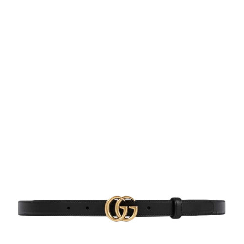 GUCCI/古馳 【宋祖兒同款】女士黑色牛皮優雅精致金色GG互扣式時尚休閑腰帶皮帶 409417-AP00T-1000