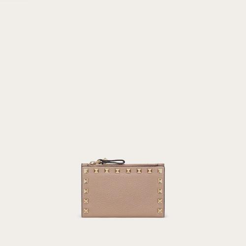  VALENTINO華倫天奴 22年春夏 女士 錢包 Porte-monnaie et porte-cartes Rockstud en veau 預(yù)定商品1-3周發(fā)貨