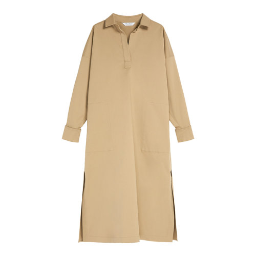 MaxMara/麥絲瑪拉 22年早春新款 CURVONE系列 女士卡其色棉質混紡寬松襯衫式連衣裙1221052106002