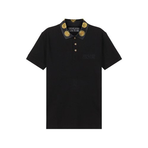  VERSACE JEANS COUTURE 男士黑色棉質短袖POLO衫 72GAGT05 CJ01T 899 PLFSX