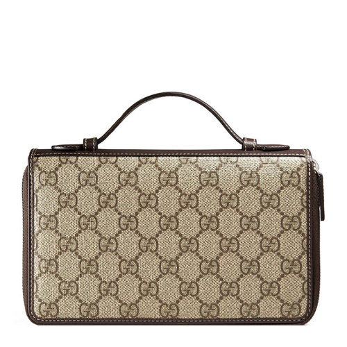 GUCCI/古馳  男士棕色帆布經典印花手提長款錢包零錢包卡包男包