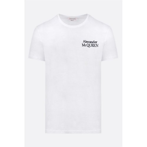  Alexander McQueen/亞歷山大麥昆 男士黑色棉質短袖T恤 682868 QSX89 9000 PLFSX