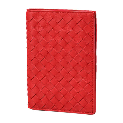Bottega Veneta/葆蝶家 女士紅色牛皮編織長款對折錢夾錢包手拿包女包 315054-V001N-6411