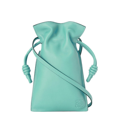 LOEWE/羅意威 Flamenco Pocket系列 女士薄荷色納帕小牛皮單肩斜挎手機(jī)包0010642767