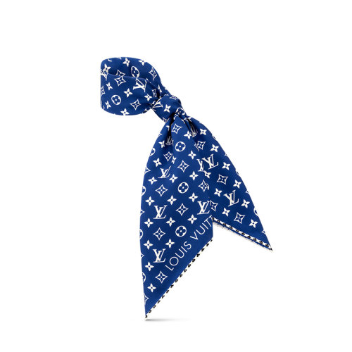 Louis Vuitton/路易威登 22年秋冬新款 LV MATCH系列 女士藍色桑蠶絲老花圖案絲巾菱形巾M77767