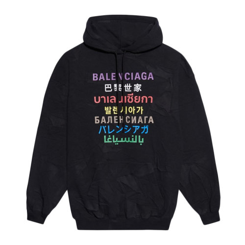 BALENCIAGA/巴黎世家 黑色棉質經典logo款連帽衛衣 女衛衣