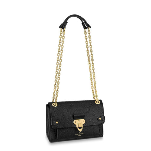 Louis Vuitton/路易威登 22春夏新款VAVIN BB系列 女士黑色老花壓紋牛皮革金扣金鏈翻蓋開合單肩斜挎鏈條包M44550