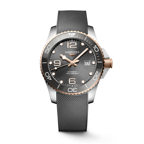 LONGINES/浪琴 22年秋冬新款 康卡斯潛水系列 男士太陽紋灰色表盤自動機械機芯精鋼/陶瓷表殼橡膠表帶腕表43毫米L3.782.3.78.9