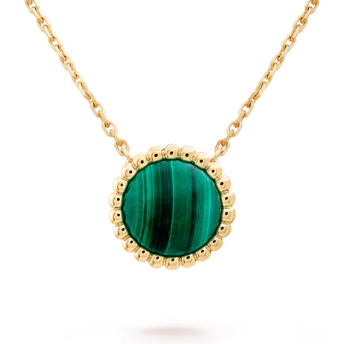 Van Cleef & Arpels/梵克雅寶 Perlée系列 18K黃金鑲嵌孔雀石彩珠吊墜項(xiàng)鏈 VCARP4DM00