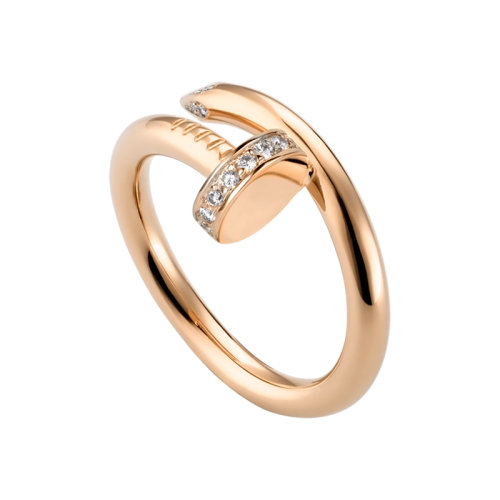 CARTIER/卡地亞 經典Juste un Clou系列 18K金玫瑰金鑲鉆釘子戒指 B4094800