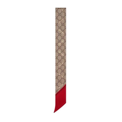  GUCCI古馳 22年秋冬 女士 GG馬銜扣印花真絲領結 663719 3G001 6475 預定商品2-6周發貨