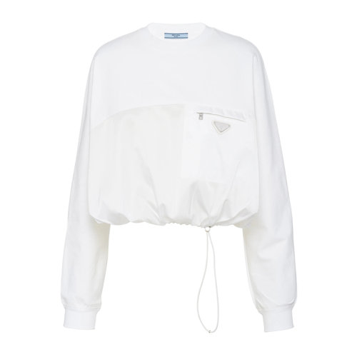 PRADA/普拉達  女士白色棉質再生尼龍平紋針織Oversize圓領衛衣134632_1YYA_F0N40_S_212