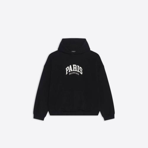  BALENCIAGA巴黎世家 22年春夏 男士 衛衣 Mens Cities Paris Hoodie Wide Fit in Black 674986