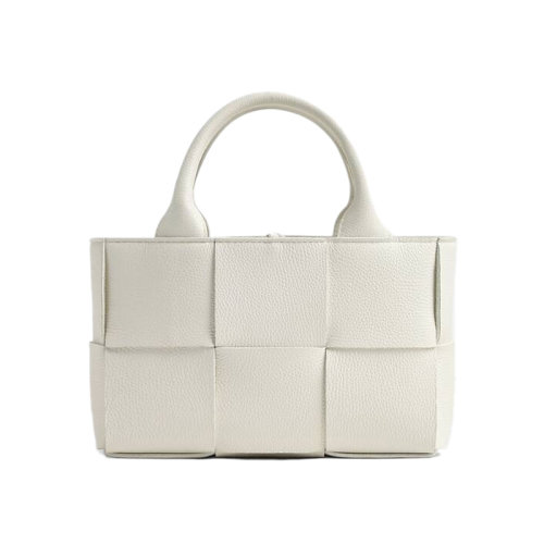 Bottega Veneta/葆蝶家 22新款 女士白色粒面小牛皮飾有Intreccio圖案金色飾面拆卸肩帶單肩包729029VCP119009