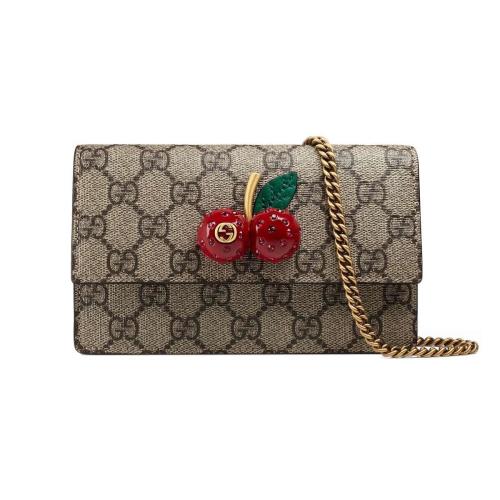  GUCCI古馳 22年秋冬 女士 GG Supreme_人造帆布櫻桃迷你手袋 481291 K9GXT 8694 預定商品2-6周發貨