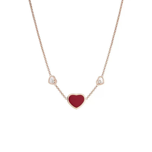 Chopard/蕭邦 女士經(jīng)典款Happy Hearts系列 快樂愛心18K金玫瑰金鑲紅玉髓和鉆石項鏈 81A082-5801