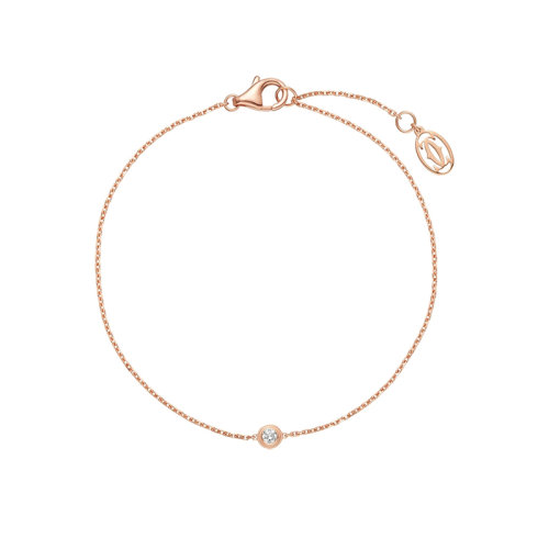 CARTIER/卡地亞 Diamants Légers系列 簡約優雅小號18k金玫瑰金鑲鉆手鏈 B6040300