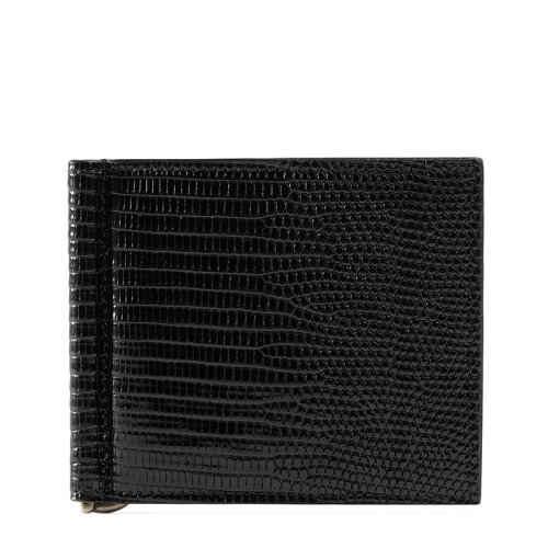 GUCCI/古馳 21新款 男士黑色蜥蜴皮帶內部錢夾雙折錢包500825LUZAN1000