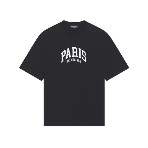 Balenciaga/巴黎世家 22年春夏新款 城市系列 男女同款黑色純棉Paris印花短袖T恤612966TLVL71070