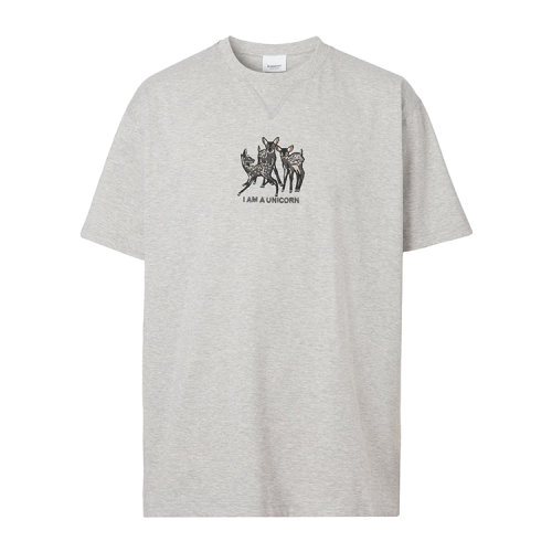 BURBERRY/博柏利刺繡鹿圖案棉質寬松 T 恤衫男士短袖T恤80441331